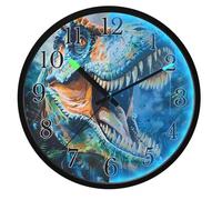 Mnsruu Luminous Wall Clock Blue Tyrannosaurus Rex Dinosaur Bedroom Clocks Battery Operated Silent Glow in the Dark Clock for Living Room Kitchen 12 Inch