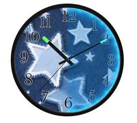 Mnsruu Luminous Wall Clock Cowboy Star Blue Bedroom Clocks Battery Operated Silent Glow in the Dark Clock for Living Room Kitchen 12 Inch