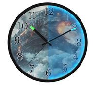 Mnsruu Luminous Wall Clock Dinosaur Mountain Bedroom Clocks Battery Operated Silent Glow in the Dark Clock for Living Room Kitchen 12 Inch