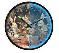 Mnsruu Luminous Wall Clock Funny Rabbit Bunny Bedroom Clocks Battery Operated Silent Glow in the Dark Clock for Living Room Kitchen 12 Inch