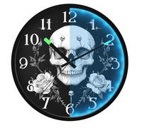 Mnsruu Luminous Wall Clock Funny Skeleton Skull Star Flower Bedroom Clocks Battery Operated Silent Glow in the Dark Clock for Living Room Kitchen 12 Inch
