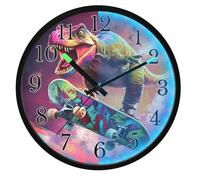 Mnsruu Luminous Wall Clock Neno Dinosaur Bedroom Clocks Battery Operated Silent Glow in the Dark Clock for Living Room Kitchen 12 Inch