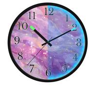 Mnsruu Luminous Wall Clock Purple Marble Star Bedroom Clocks Battery Operated Silent Glow in the Dark Clock for Living Room Kitchen 12 Inch