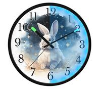 Mnsruu Luminous Wall Clock Rabbit Bunny Star Bedroom Clocks Battery Operated Silent Glow in the Dark Clock for Living Room Kitchen 12 Inch