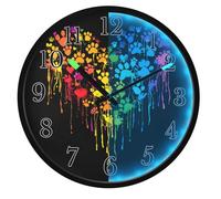 Mnsruu Luminous Wall Clock Rainbow Dog Print Love Heart Bedroom Clocks Battery Operated Silent Glow in the Dark Clock for Living Room Kitchen 12 Inch