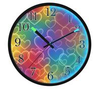 Mnsruu Luminous Wall Clock Rainbow Heart Neno Bedroom Clocks Battery Operated Silent Glow in the Dark Clock for Living Room Kitchen 12 Inch