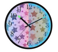 Mnsruu Luminous Wall Clock Rainbow Star Shiny Glitter Pattern Bedroom Clocks Battery Operated Silent Glow in the Dark Clock for Living Room Kitchen 12 Inch