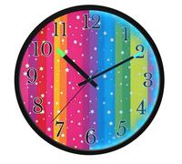 Mnsruu Luminous Wall Clock Rainbow Stripes Star Bedroom Clocks Battery Operated Silent Glow in the Dark Clock for Living Room Kitchen 12 Inch