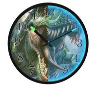 Mnsruu Luminous Wall Clock T-rex Dinosaur Animal Dino Bedroom Clocks Battery Operated Silent Glow in the Dark Clock for Living Room Kitchen 12 Inch