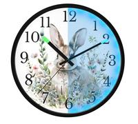 Mnsruu Luminous Wall Clock Watercolor Bunny Floral Bedroom Clocks Battery Operated Silent Glow in the Dark Clock for Living Room Kitchen 12 Inch