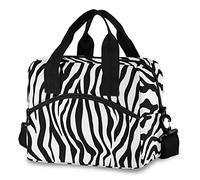 Mnsruu Lunch Bag, Zebra Animal Black White Print Insulated Lunch Box Cooler with Shoulder Strap School Picnic Snack Water Resistant Thermal, Bottle Holder, PBA Free