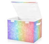 Mnsruu Magic Glitter Rainbow Abstract Storage Boxes with Lids,Fabric Storage Boxes Baskets Containers Organizers for Toys,Clothes and Books