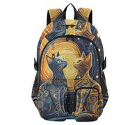 Mnsruu Magical Cats with Space Planets School Backpack with Laptop Compartment, Big School Bag for Teenager Girls Boys, 17.5 Travel Rucksack Backpack for School Casual Daypacks College Work