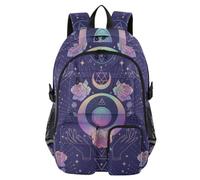 Mnsruu Magical Roses Moon School Backpack with Laptop Compartment, Big School Bag for Teenager Girls Boys, 17.5 Travel Rucksack Backpack for School Casual Daypacks College Work