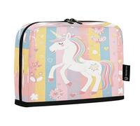 Mnsruu Magical Unicorn Flowers Hearts Standing Pencil Case, Large Capacity Pen Bag for Boys Girls Multi-Layer Pen Pouch Pencil Holder Stationery Organizer for School Office Work