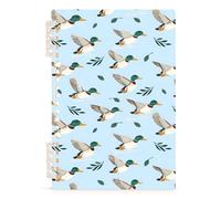 Mnsruu Mallard Ducks Leaves Pattern Spiral Notebook Journals 1 Pack, Hardcover Lined Journal for Women, A5 College Ruled Notebooks for Journaling Writing Work Office School 5.7x8.3 Inch