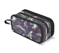 Mnsruu Mallard Wild Duck Camouflage Purple Flowers Pencil Case Large Capacity Pencil Pouch with 3 Compartments Stationery Case Pen Bag for Boys Girls Kids Adults School Office