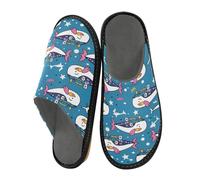 Mnsruu Men's Slipper Cute Sailor under Sea Warm Fuzzy House Slippers for Women Non-slip Indoor/Outdoor Soles