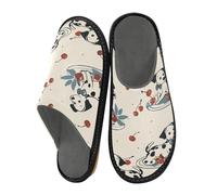 Mnsruu Men's Slipper Dalmatian Cherry Plate Pattern Warm Fuzzy House Slippers for Women Non-slip Indoor/Outdoor Soles