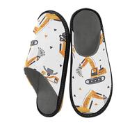 Mnsruu Men's Slipper Excavating Machinery and Small Triangle Warm Fuzzy House Slippers for Women Non-slip Indoor/Outdoor Soles