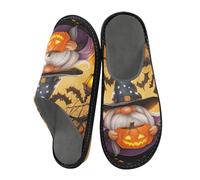 Mnsruu Men's Slipper Halloween Bat Gnome Pumpkin Warm Fuzzy House Slippers for Women Non-slip Indoor/Outdoor Soles