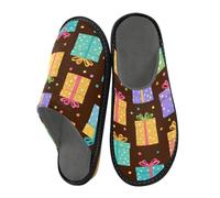 Mnsruu Men's Slipper Polka Dot Gift Pattern Warm Fuzzy House Slippers for Women Non-slip Indoor/Outdoor Soles