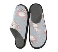 Mnsruu Men's Slipper Salamander Cherry Blossom Flower Pattern Warm Fuzzy House Slippers for Women Non-slip Indoor/Outdoor Soles
