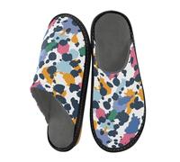 Mnsruu Men's Slipper Seamless Background Pattern with Various Colored Spots Warm Fuzzy House Slippers for Women Non-slip Indoor/Outdoor Soles