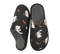 Mnsruu Men's Slipper The Rabbit Is Holding A Carrot Shaped Pattern Warm Fuzzy House Slippers for Women Non-slip Indoor/Outdoor Soles