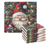 Mnsruu Microfibre Cleaning Cloths Christmas Gnome Christmas Tree Poinsettia Reusable Dish Cloths for Washing Up 6 Pack Swedish Dishcloth Microfibre Cleaning Towels Washable Duster Rags Cloth Home