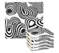Mnsruu Microfibre Cleaning Cloths Love Heart Black White Stripes Reusable Dish Cloths for Washing Up 6 Pack Swedish Dishcloth Microfibre Cleaning Towels Washable Duster Rags Cloth Home
