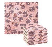 Mnsruu Microfibre Cleaning Cloths Pink Leopard Cheetah Print Reusable Dish Cloths for Washing Up 6 Pack Swedish Dishcloth Microfibre Cleaning Towels Washable Duster Rags Cloth Home
