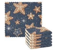 Mnsruu Microfibre Cleaning Cloths Star Biscuit Pattern Reusable Dish Cloths for Washing Up 6 Pack Swedish Dishcloth Microfibre Cleaning Towels Washable Duster Rags Cloth Home