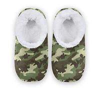 Mnsruu Military Camouflage Green House Slippers Comfy Bedroom Shoes Anti-Slip for Women UK 4-5