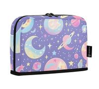Mnsruu Moons Planets and Constellations Standing Pencil Case, Large Capacity Pen Bag for Boys Girls Multi-Layer Pen Pouch Pencil Holder Stationery Organizer for School Office Work