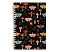 Mnsruu Moth Mushroom Pattern Spiral Notebook Journals 1 Pack, Hardcover Lined Journal for Women, A5 College Ruled Notebooks for Journaling Writing Work Office School 5.7x8.3 Inch