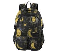Mnsruu Mysterious Moon Sun Star Pattern School Backpack with Laptop Compartment, Big School Bag for Teenager Girls Boys, 17.5 Travel Rucksack Backpack for School Casual Daypacks College Work
