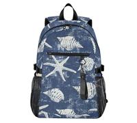 Mnsruu Navy Seashore Nautical Coastal Travel Laptop Backpack Women Men School Bag Lightweight Casual Daypack for College School 14" Computer Rucksack