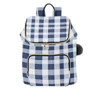 Mnsruu Navy White Checkered Buffalo Plaid Backpack for Women Travel Anti Theft Rucksack Large Casual Daypacks Quilted Laptop Purse Ladies Fashion Handbag