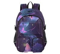 Mnsruu Neon Butterfly Black Backpack Laptop Backpack for College Women Men College Bookbag Water Resistant Travel Daypack Casual Multi Pocket