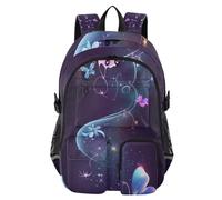 Mnsruu Neon Butterfly Flower Backpack Laptop Backpack for College Women Men College Bookbag Water Resistant Travel Daypack Casual Multi Pocket