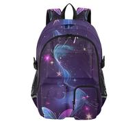 Mnsruu Neon Butterfly Purple Backpack Laptop Backpack for College Women Men College Bookbag Water Resistant Travel Daypack Casual Multi Pocket