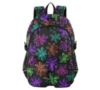 Mnsruu Neon Colored Floral Backpack Laptop Backpack for College Women Men College Bookbag Water Resistant Travel Daypack Casual Multi Pocket