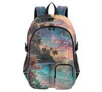 Mnsruu Neon Hawaiian Summer Beach Backpack Laptop Backpack for College Women Men College Bookbag Water Resistant Travel Daypack Casual Multi Pocket