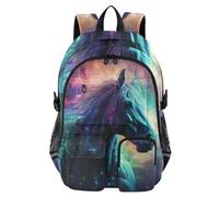 Mnsruu Neon Unicorn Horse Galaxy Backpack Laptop Backpack for College Women Men College Bookbag Water Resistant Travel Daypack Casual Multi Pocket
