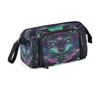 Mnsruu Neon Wolf Big Capacity Pencil Case Pouch Pen Case Pencil Box Stationery Office Organizer Bag for Boys Girls