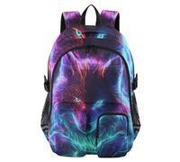 Mnsruu Neon Wolf Galaxy Wolves Backpack Laptop Backpack for College Women Men College Bookbag Water Resistant Travel Daypack Casual Multi Pocket