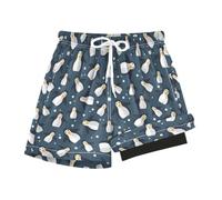 Mnsruu North Pole Penguins Ice Boys Swim Trunks Quick Dry Compression Liner