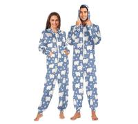 Mnsruu Northern Bear Snow Flower Adult Onesie Pajama Jumpsuit Zippered Sleepwear Homewear Party One Piece Suit