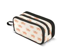 Mnsruu Orange Crab Cartoon Pencil Case Large Capacity Pen Bag 3 Compartment Pencil Pouch Stationery for Office College School Teen Student Girl Boy